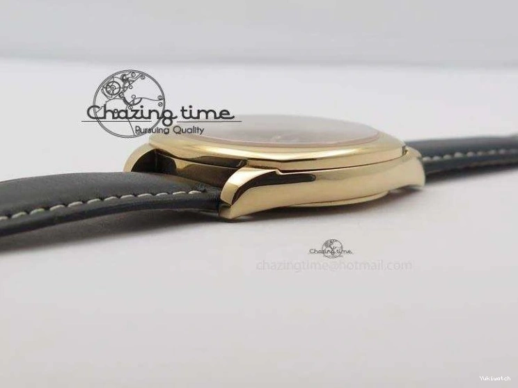 A2824 Cellini Markers Numeral Leather Date RG Rose Black Dial On Gold Strap 0721
